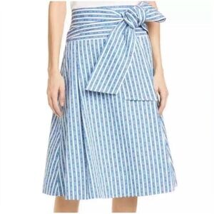 Tory Burch Womens Skirt Gemini Link Stripe Print Wrap A Line Size 4
